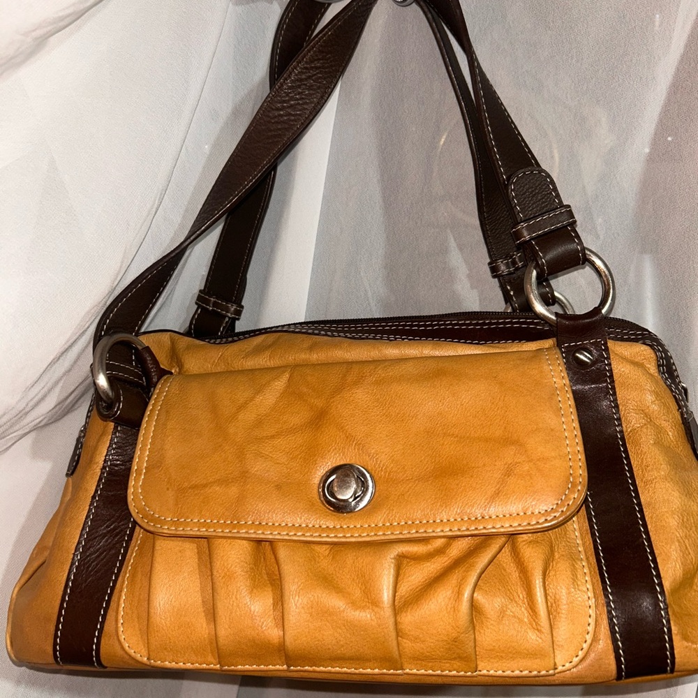 Sophia Visconti Tan and Brown Shoulder Bag